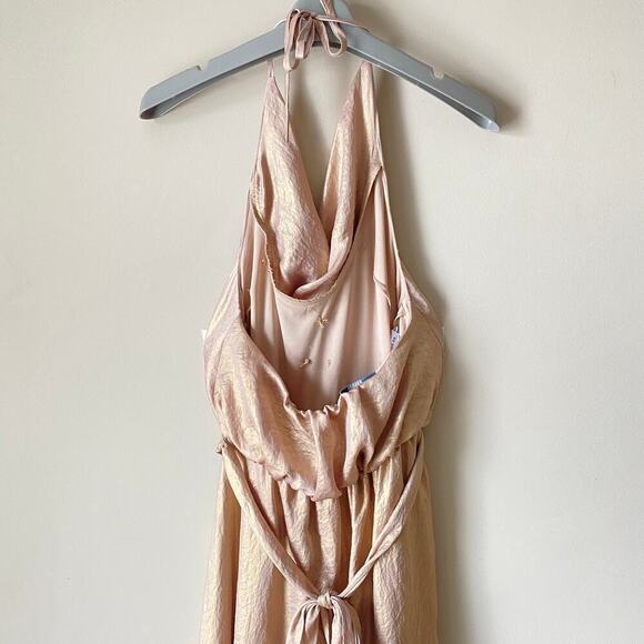 NOUVELLE AMSALE Liane Bridesmaid Dress Maxi Prom N349 Liquid Metal Rose Gold XS - Picture 10 of 13